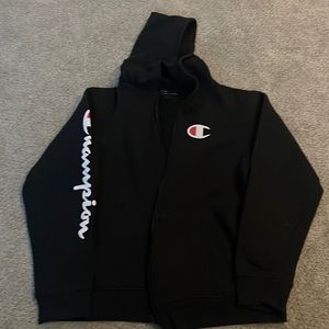 champion black zipper hoodie size XL